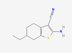 Two-dimensional chemical structure of 2-Amino-6-ethyl-4,5,6,7-tetrahydro-1-benzothiophene-3-carbonitrile