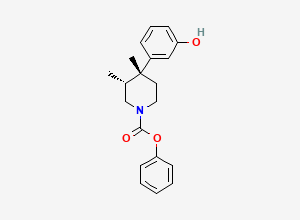 Two-dimensional chemical structure of (3R,4R)-phenyl 4-(3-hydroxyphenyl)-3,4-dimethylpiperidine-1-carboxylate