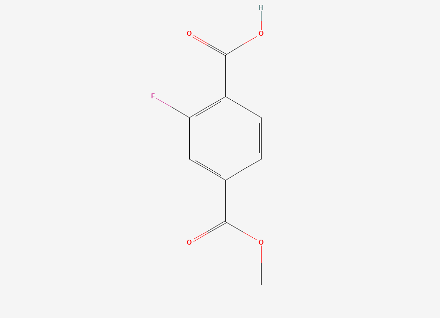 Two-dimensional chemical structure of 2-Fluoro-4-(methoxycarbonyl)benzoic acid