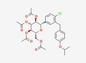 Two-dimensional chemical structure of [(2R,3R,4R,5S,6S)-3,4,5-triacetyloxy-6-[4-chloro-3-[(4-propan-2-yloxyphenyl)methyl]phenyl]oxan-2-yl]methyl acetate