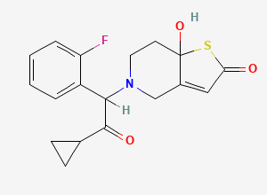 Two-dimensional chemical structure of Prasugrel Desacetyl Hydroxy Impurity / Prasugrel EP Impurity F / Prasugrel Hydroxy Thiolactone /Desacetyl hydroxyprasugrel, CAS 947502-66-1