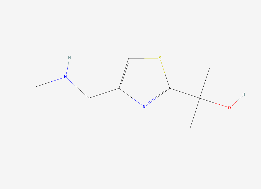 Two-dimensional chemical structure of 2-(4-((Methylamino)methyl)-1,3-thiazol-2-yl)propan-2-ol