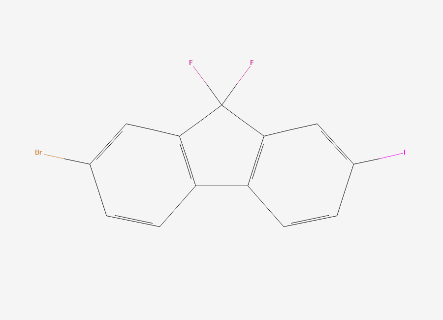 Two-dimensional chemical structure of 2-bromo-9,9-difluoro-7-iodo-9H-fluorene