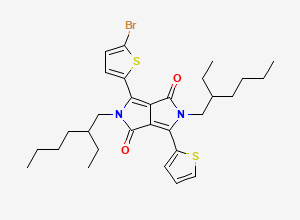 Two-dimensional chemical structure of 3-(5-Bromothiophen-2-yl)-2,5-bis(2-ethylhexyl)-6-(thiophen-2-yl)-2,5-dihydropyrrolo(3,4-c)pyrrole-1,4-dione