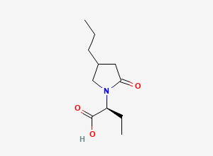 Two-dimensional chemical structure of (2S)-2-(2-oxo-4-propylpyrrolidin-1-yl)butanoic acid