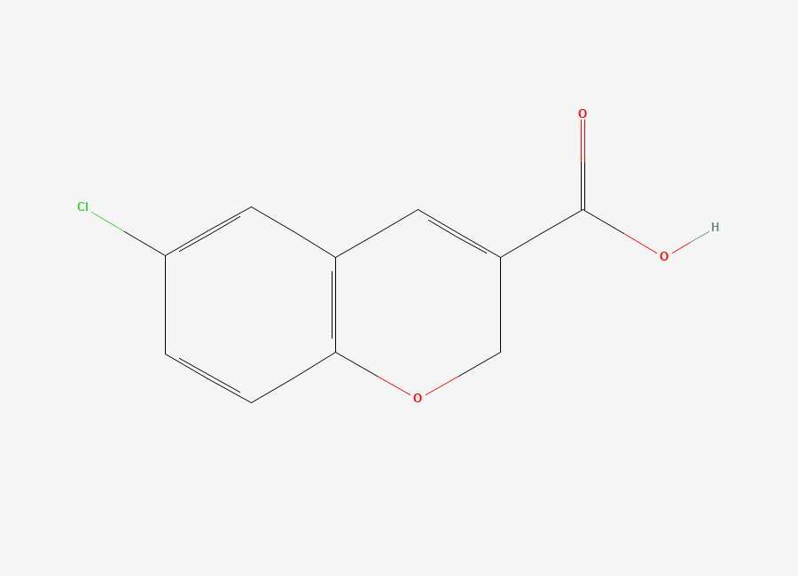 Two-dimensional chemical structure of 6-chloro-2H-chromene-3-carboxylic acid