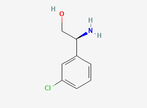 Two-dimensional chemical structure of (S)-2-amino-2-(3-chlorophenyl)ethanol