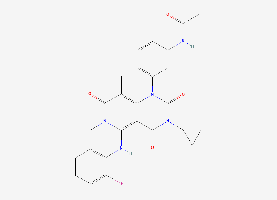 Two-dimensional chemical structure of Desiodo Trametinib, CAS 871700-65-1