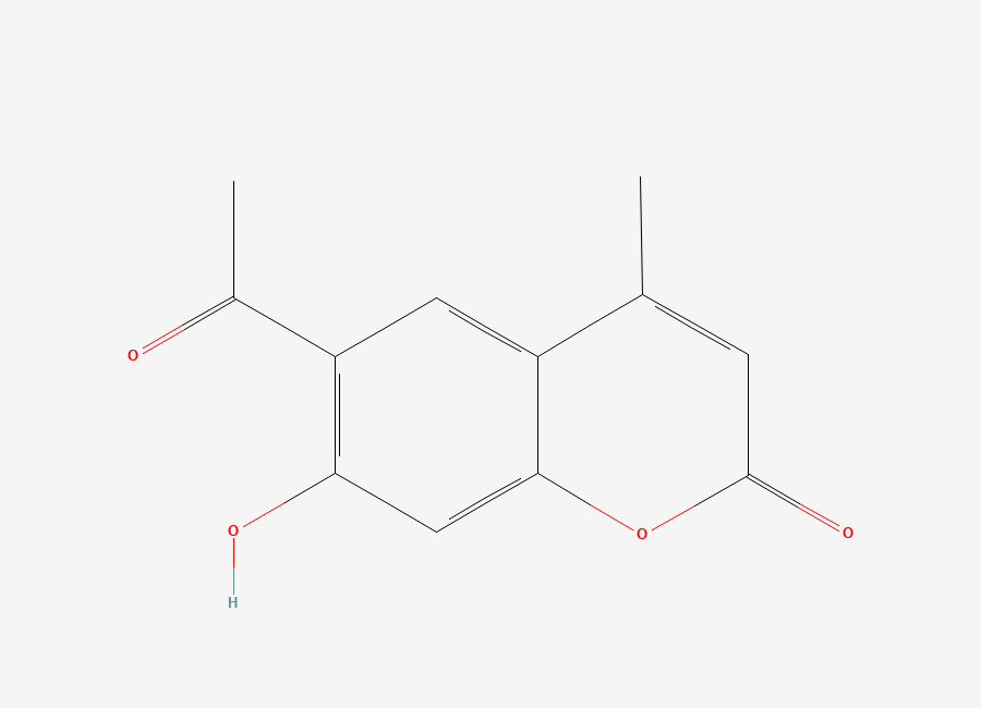 Two-dimensional chemical structure of 6-Acetyl-7-hydroxy-4-methyl-2H-1-benzopyran-2-one