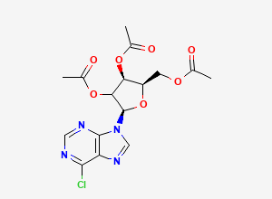 Two-dimensional chemical structure of [(2R,3S,5R)-3,4-diacetyloxy-5-(6-chloropurin-9-yl)oxolan-2-yl]methyl acetate
