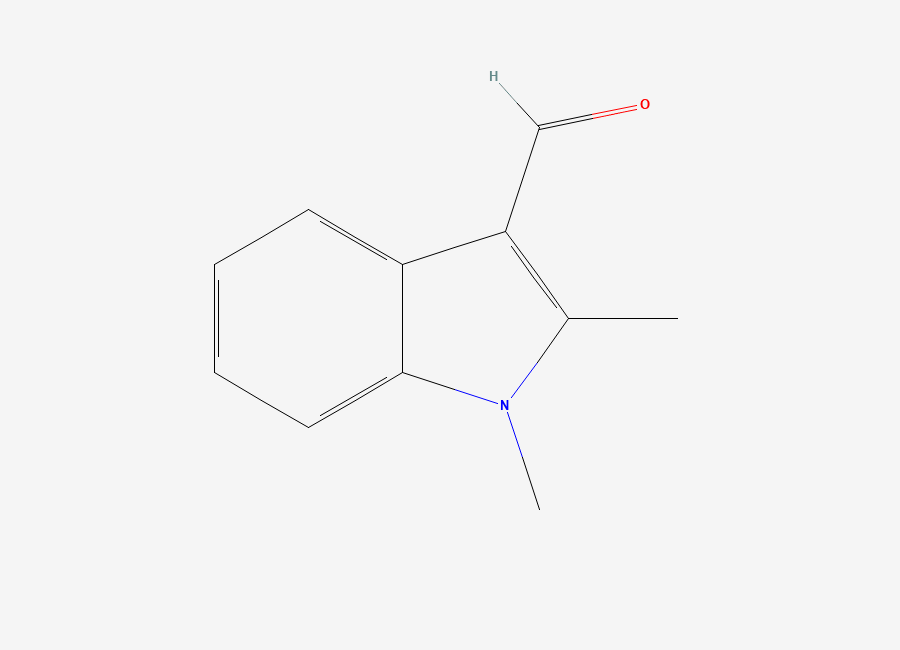 Two-dimensional chemical structure of 1,2-Dimethyl-1H-indole-3-carboxaldehyde