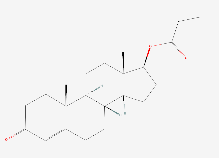 Two-dimensional chemical structure of Testosterone Propionate, CAS 57-85-2
