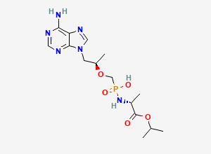 Two-dimensional chemical structure of N-[[[(1r)-2-(6-amino-9h-purin-9-yl)-1-methylethoxy]methyl]hydroxyphosphinyl]-d-alanine 1-methylethyl ester