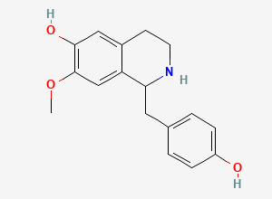 Two-dimensional chemical structure of 1-(4-hydroxybenzyl)-7-methoxy-1,2,3,4-tetrahydroisoquinolin-6-ol