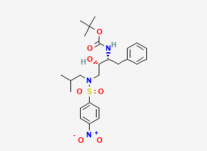 Two-dimensional chemical structure of N-[(1R,2S)-2-Hydroxy-3-[(2-methylpropyl)[(4-nitrophenyl)sulfonyl]amino]-1-(phenylmethyl)propyl]carbamic Acid 1,1-Dimethylethyl Ester (Darunavir Impurity)