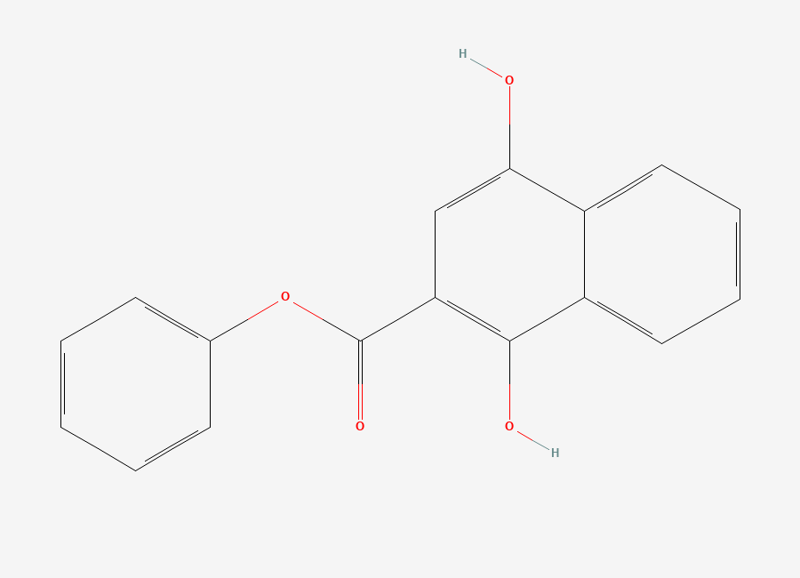 Two-dimensional chemical structure of 2-Naphthalenecarboxylic acid, 1,4-dihydroxy-, phenyl ester
