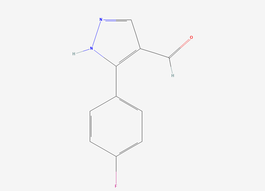 Two-dimensional chemical structure of 3-(4-Fluorophenyl)-1H-pyrazole-4-carboxaldehyde