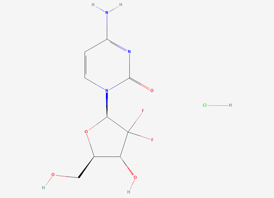 Two-dimensional chemical structure of Gemcitabine Hydrochloride, CAS 122111-03-9