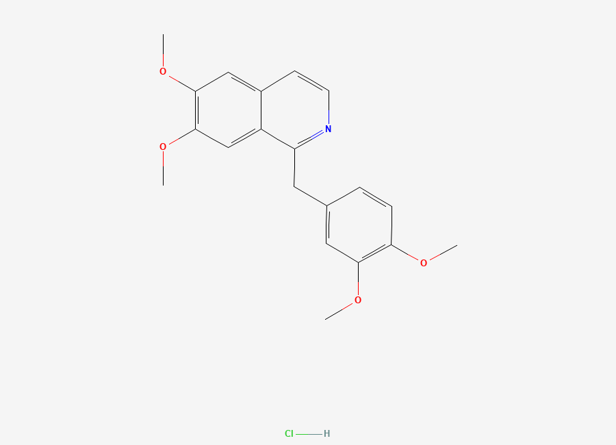 Two-dimensional chemical structure of Papaverine Hydrochloride, CAS 61-25-6