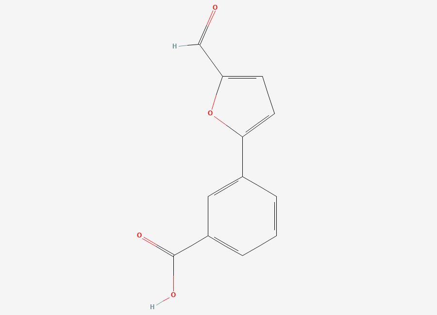 Two-dimensional chemical structure of 3-(5-Formyl-2-furyl)benzoic acid