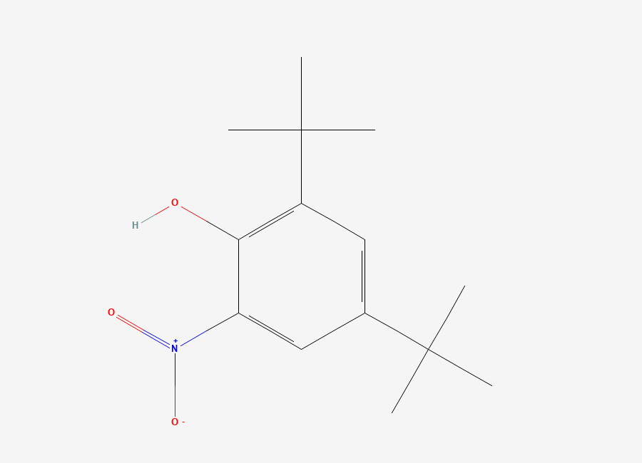 Two-dimensional chemical structure of 2,4-Bis(tert-butyl)-6-nitrophenol