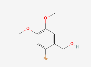 Two-dimensional chemical structure of (2-bromo-4,5-dimethoxyphenyl)methanol, CAS 54370-00-2
