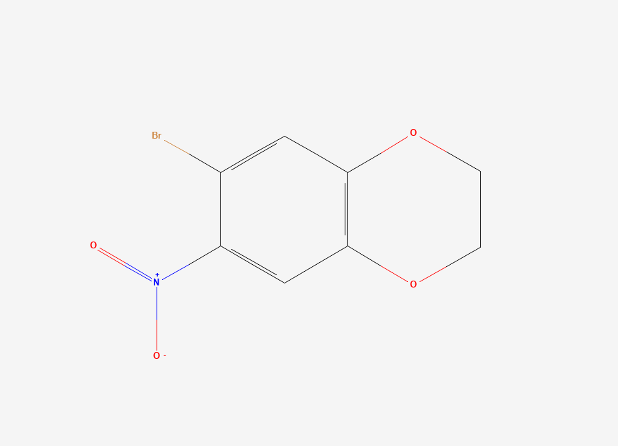 Two-dimensional chemical structure of 6-Bromo-7-nitro-2,3-dihydro-1,4-benzodioxine