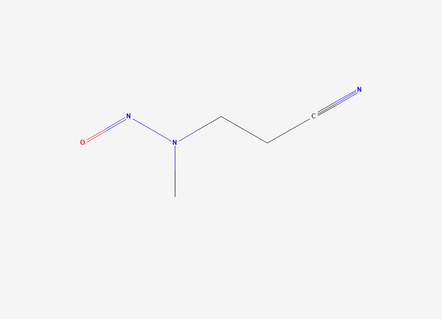 Two-dimensional chemical structure of 3-(Methylnitrosamino)propionitrile, CAS 60153-49-3