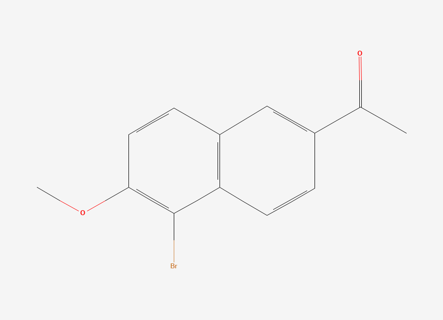 Two-dimensional chemical structure of 1-(5-Bromo-6-methoxynaphthalen-2-yl)ethan-1-one