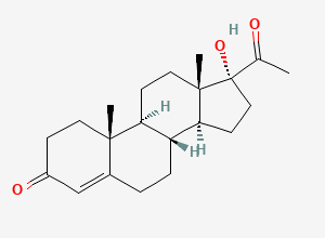 Two-dimensional chemical structure of Progesterone 17-Hydroxy Impurity, CAS 68-96-2