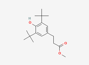 Two-dimensional chemical structure of Methyl 3,5-di-tert-butyl-4-hydroxyhydrocinnamate, CAS 6386-38-5