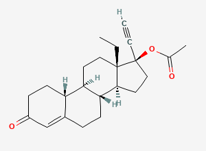 Two-dimensional chemical structure of Norgestimate Related Compound A / Norgestimate EP Impurity A /Levonorgestrel acetate, CAS 13732-69-9