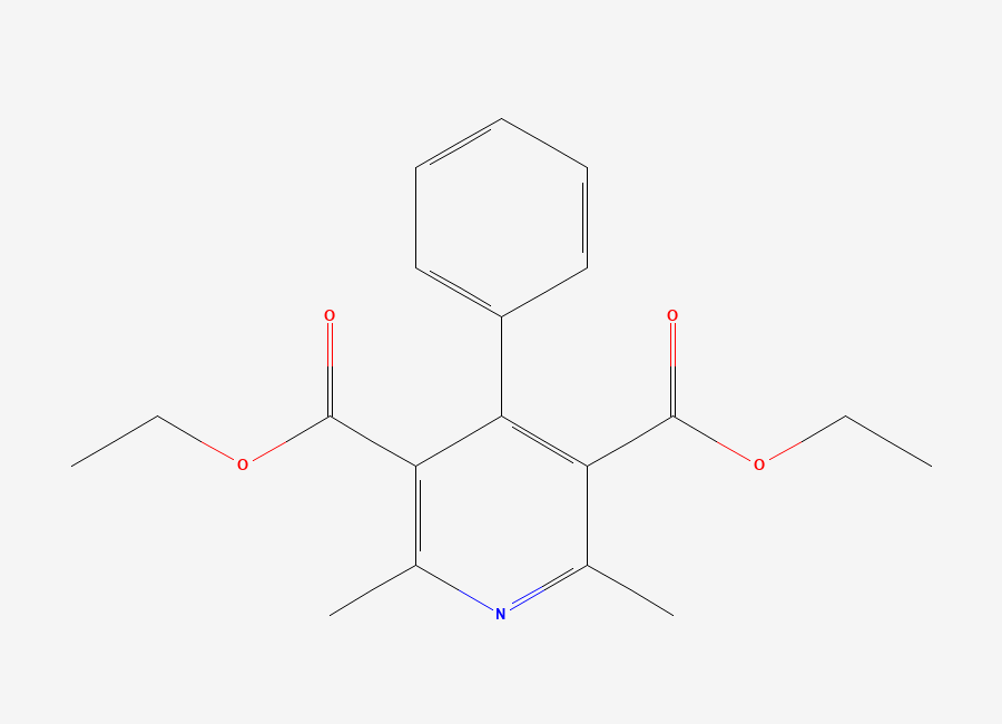 Two-dimensional chemical structure of Diethyl 2,6-Dimethyl-4-Phenylpyridine-3,5-Dicarboxylate