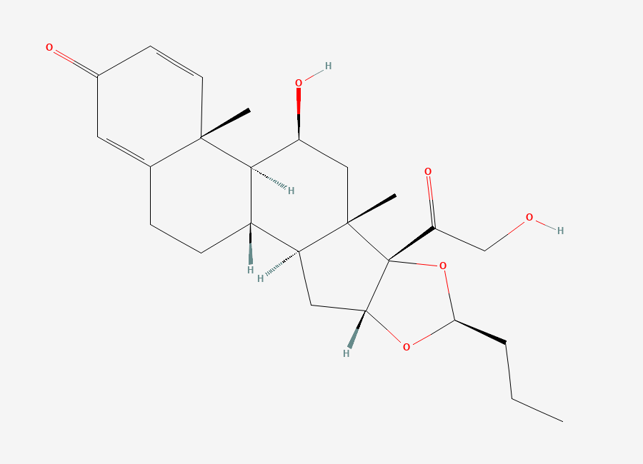 Two-dimensional chemical structure of Budesonide (22S)-Isomer/ Budesonide Epimer A/ (22S)-Budesonide, CAS 51372-28-2