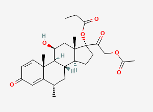 Two-dimensional chemical structure of Methylprednisolone Aceponate, CAS 86401-95-8