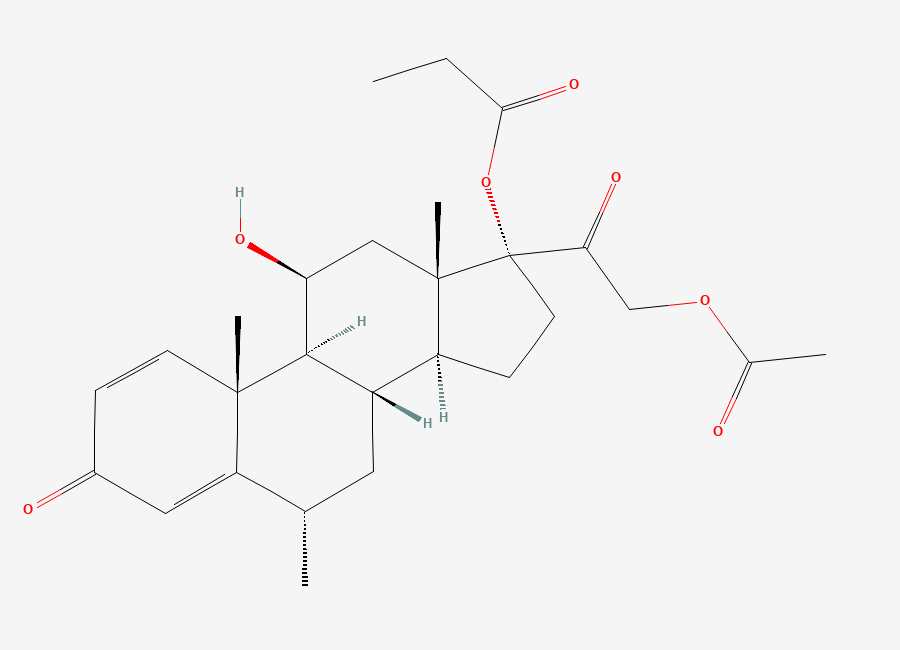 Two-dimensional chemical structure of Methylprednisolone Aceponate, CAS 86401-95-8