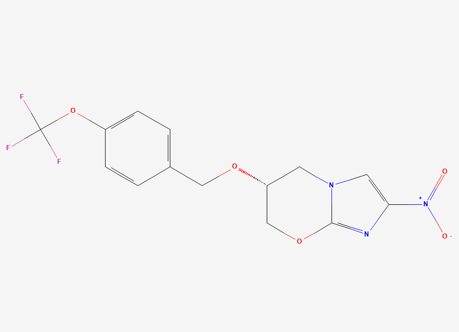 Two-dimensional chemical structure of Pretomanid R-Isomer, CAS 1105708-11-9
