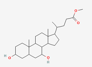 Two-dimensional chemical structure of methyl 4-(3,7-dihydroxy-10,13-dimethyl-2,3,4,5,6,7,8,9,11,12,14,15,16,17-tetradecahydro-1H-cyclopenta[a]phenanthren-17-yl)pentanoate