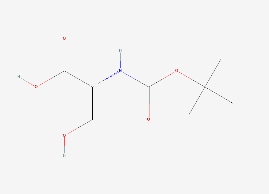 Two-dimensional chemical structure of (R)-2-tert-butoxycarbonylamino-3-hydroxy propionic acid