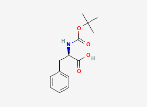 Two-dimensional chemical structure of N-[(1, 1-dimethylethoxy)carbonyl]-D-phenylalanine, CAS 18942-49-9