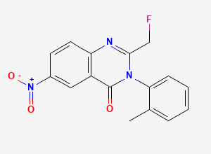 Two-dimensional chemical structure of Afloqualone Nitro Impurity, CAS 56287-73-1