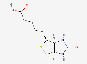 Two-dimensional chemical structure of 5-((3AS,4R,6AR)-2-Oxohexahydro-1H-thieno(3,4-D)imidazol-4-YL)pentanoic acid