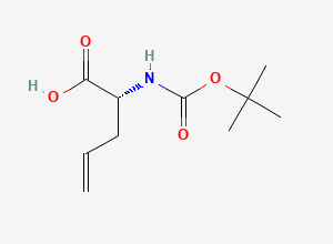 Two-dimensional chemical structure of (2R)-2-(((tert-butoxy)carbonyl)amino)pent-4-enoic acid