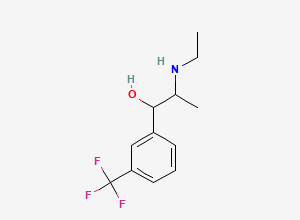 Two-dimensional chemical structure of 2-(ethylamino)-1-(3-(trifluoromethyl)phenyl)propan-1-ol, CAS 1492354-85-4