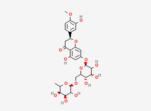 Two-dimensional chemical structure of (2S)-5-hydroxy-2-(3-hydroxy-4-methoxyphenyl)-7-[[(2S,4R,5S)-3,4,5-trihydroxy-6-[[(2R,4S,5R)-3,4,5-trihydroxy-6-methyl-2-oxanyl]oxymethyl]-2-oxanyl]oxy]-3,4-dihydro-2H-1-benzopyran-4-one