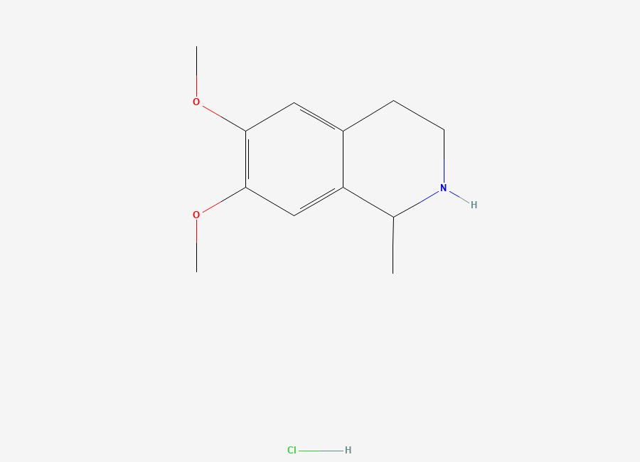 Two-dimensional chemical structure of 6,7-Dimethoxy-1-methyl-1,2,3,4-tetrahydroisoquinoline hydrochloride