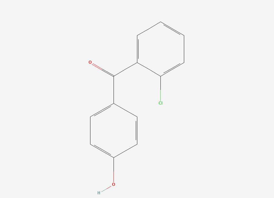 Two-dimensional chemical structure of 2-Chloro-4'-hydroxybenzophenone