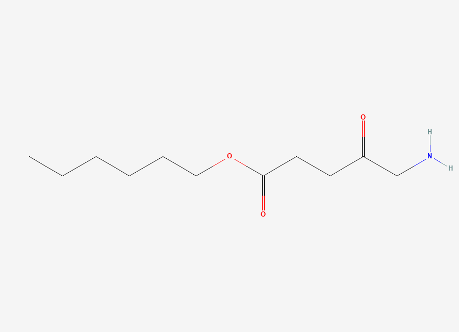 Two-dimensional chemical structure of 5-Aminolevulinic acid hexyl ester
