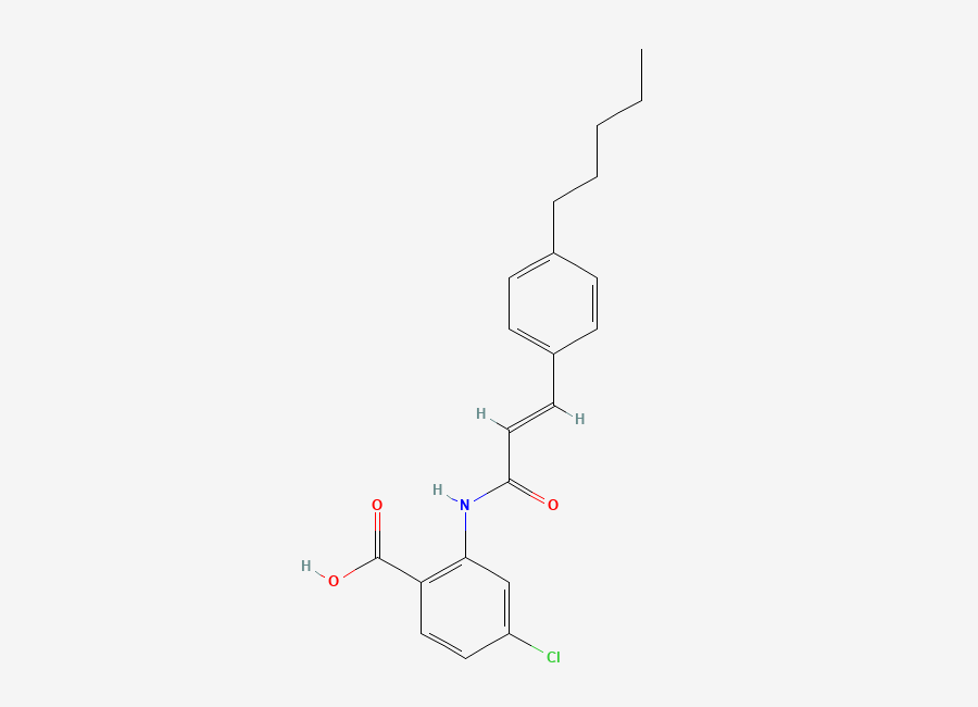 Two-dimensional chemical structure of 2-(4-Amylcinnamoyl)amino-4-chlorobenzoic acid