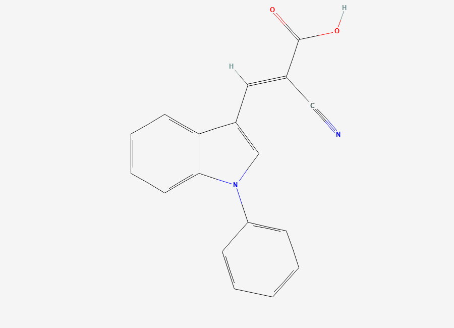 Two-dimensional chemical structure of 2-Cyano-3-(1-phenylindol-3-yl)acrylate